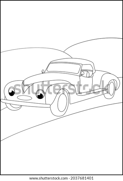 Retro Cars coloring pages, Simple automobile\
coloring pages for kids.