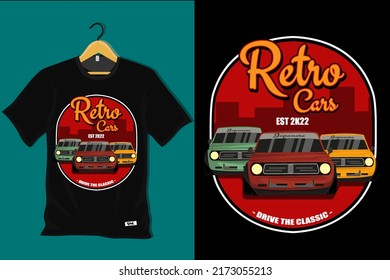 Retro Cars Drive the Classic T Shirt Design