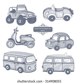 Retro cars icons isolated set for your business