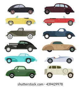 Retro cars icons set vintage vector