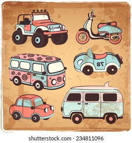 Retro cars icons set for your business