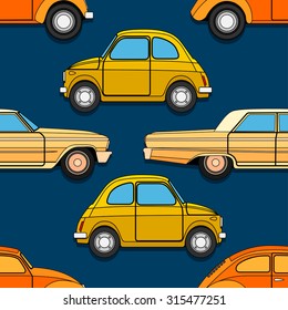 Patrón inconsútil de los coches retro, estilo plano del Vector