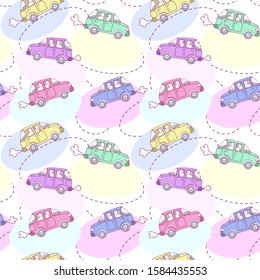 Retro cars seamless pattern. Vector illustration.
