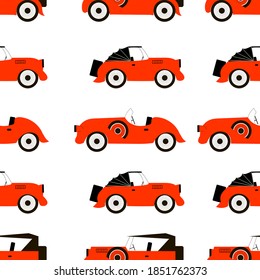 retro cars, seamless pattern, vector illustration