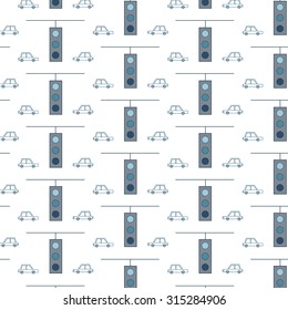 Retro Cars With Traffic Lights Pattern