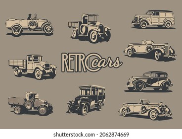 Retro Cars, Trucks and Bus from the 1910s, 1920s, 1930s