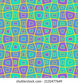 Retro Cartoon 70s with distorted checkered seamless pattern background for girl - kids graphic tee tshirt print or wallpaper. Vector illustration