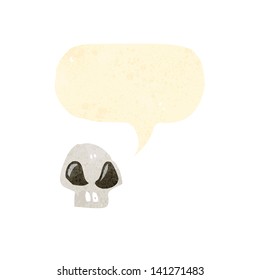 retro cartoon alien skull