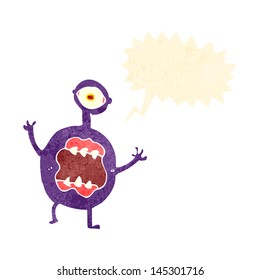 retro cartoon alien space monster,