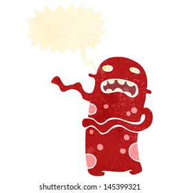 retro cartoon alien with speech bubble