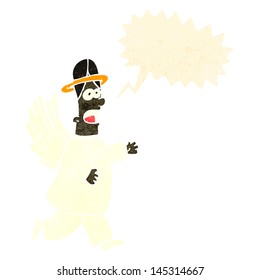 ángel de dibujos animados retro con burbuja de habla