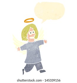 retro cartoon angel with speech bubble