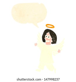 retro cartoon angel with speech bubble