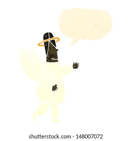 retro cartoon angel with speech bubble