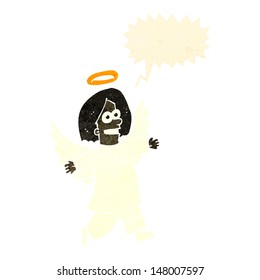 retro cartoon angel with speech bubble