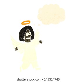 retro cartoon angel with thought cloud