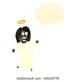 retro cartoon angel with thought cloud