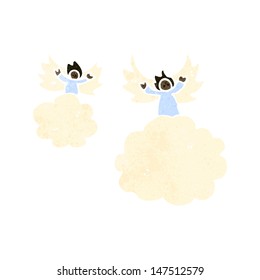 ángeles de dibujos animados retro en la nube