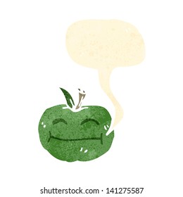 Retro-Cartoon-Apfel mit Sprachblase