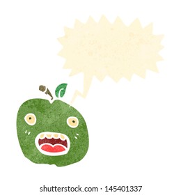 retro cartoon apple with speech bubble