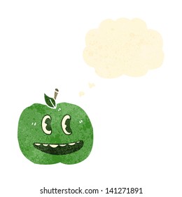 Retro-Cartoon-Apfel mit Denkblase