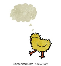 retro cartoon baby chick with thought bubble