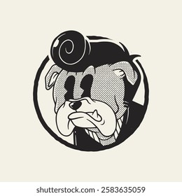 retro cartoon bad boy bulldog head logo