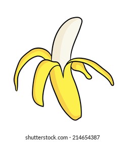 Retro cartoon banana. Vector illustration on white background.