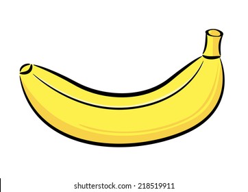 Retro cartoon banana. Vector illustration on white background.
