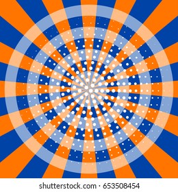 Retro cartoon banner with rays in style of pop art. Summer comic card with burst and halftone. Vector illustration.