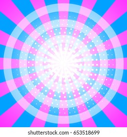 Retro cartoon banner with rays in style of pop art. Summer comic card with burst and halftone. Vector illustration.