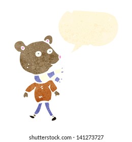 retro cartoon bear in clothes