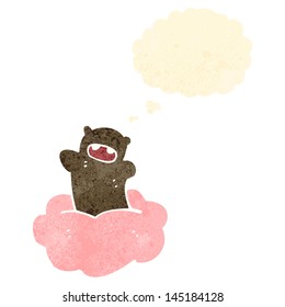 retro cartoon bear on cloud