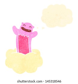 oso de dibujos animados retro en la nube