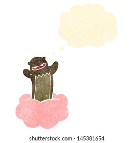 oso de dibujos animados retro en la nube