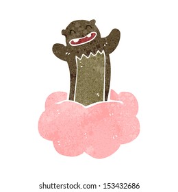 retro cartoon bear on cloud