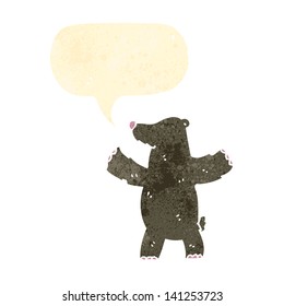 oso retro de caricatura con burbuja de habla