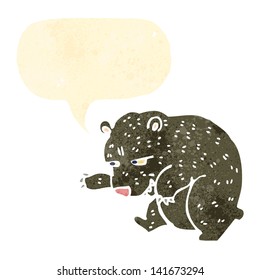 retro cartoon bear with speech bubble
