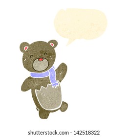 retro cartoon bear with speech bubble