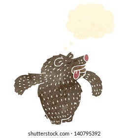 retro cartoon bear with thought bubble