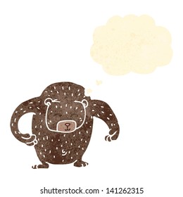 retro cartoon bear with thought bubble