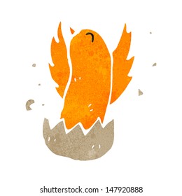 retro cartoon bird hatching from egg