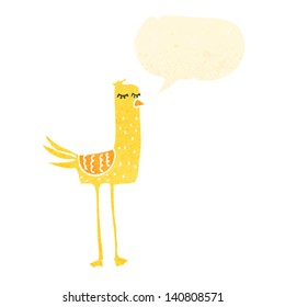 retro cartoon bird with speech bubble