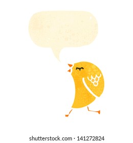 retro cartoon bird with speech bubble