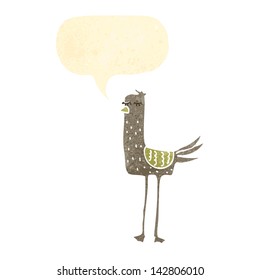 pájaro de dibujos animados retro con burbuja de habla