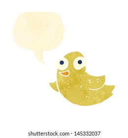 retro cartoon bird with speech bubble
