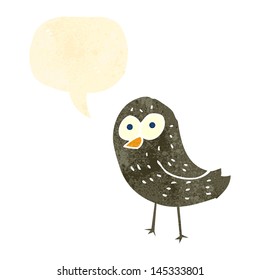 retro cartoon bird with speech bubble