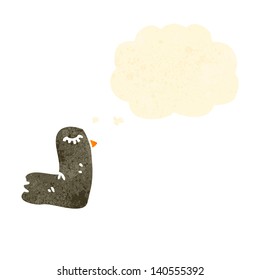 retro cartoon bird with thought bubble