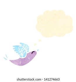 retro cartoon bird with thought bubble