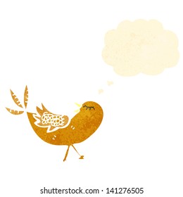 retro cartoon bird with thought bubble